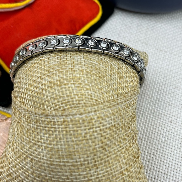 Vintage Stainless Steel CZ Flex Bracelet - Picture 5 of 16